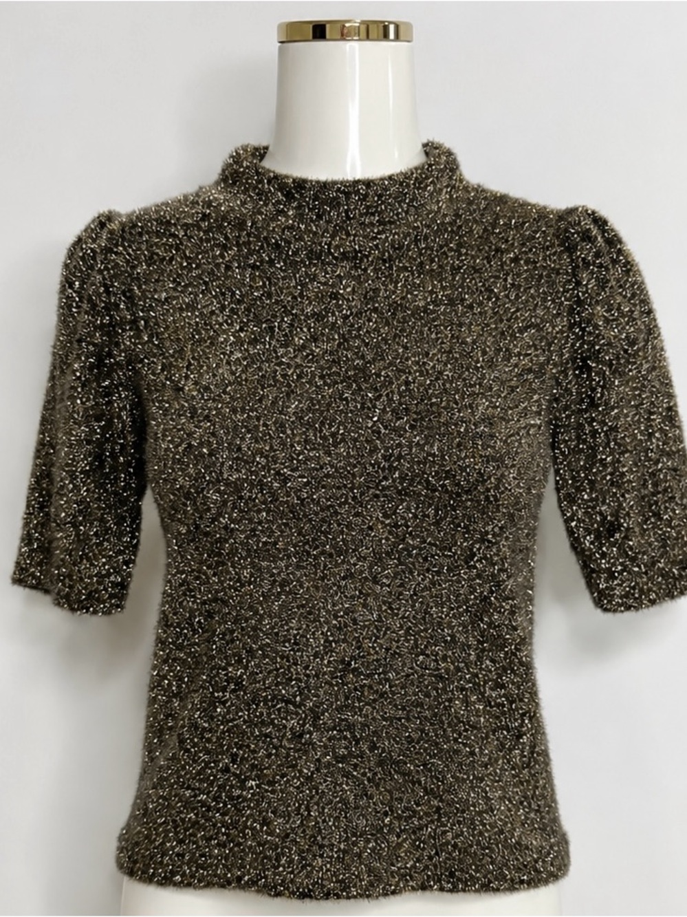 kate spade Metallic Black and Gold Short Sleeve Top